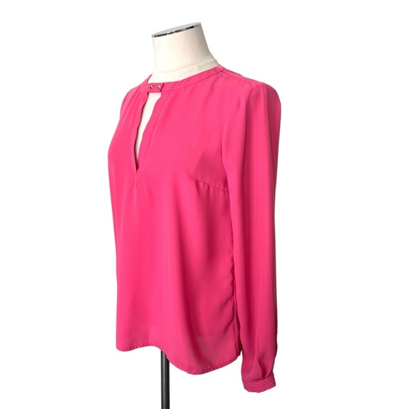 FOREVER 21 Love 21 Long Sleeve Blouse Pink Gold Punk Spikes Sz S - Picture 5 of 11